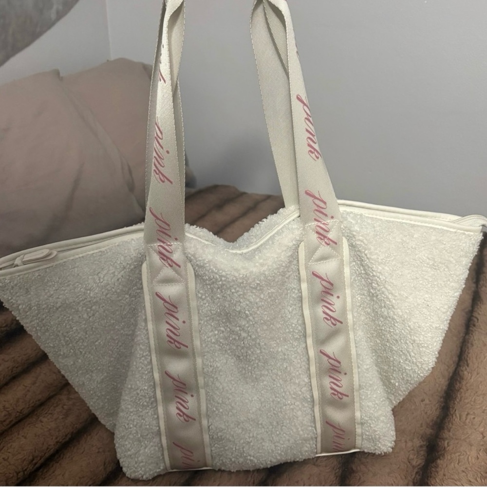 PINK Victoria's Secret White Tote with Pink Straps